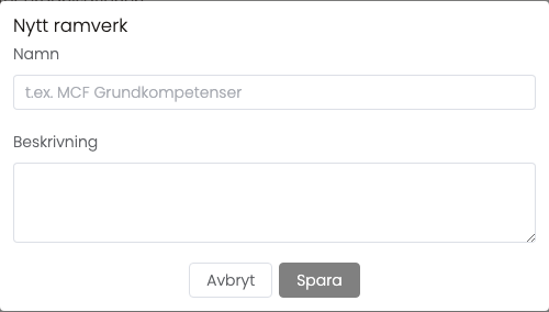 Skapa ett nytt ramverk