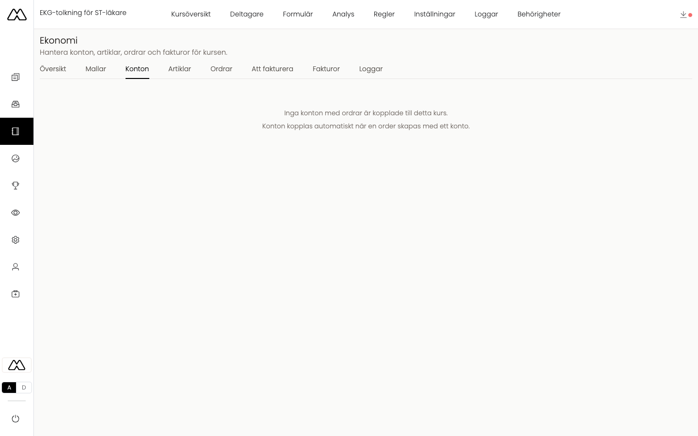 Kundkonton i ekonomimodulen