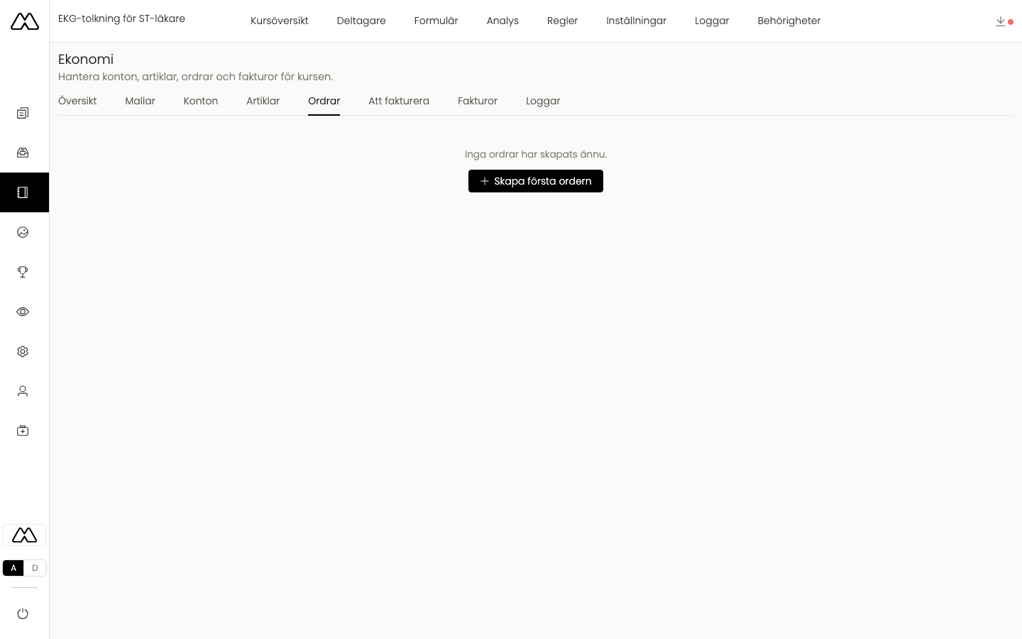 Ordrar i ekonomimodulen
