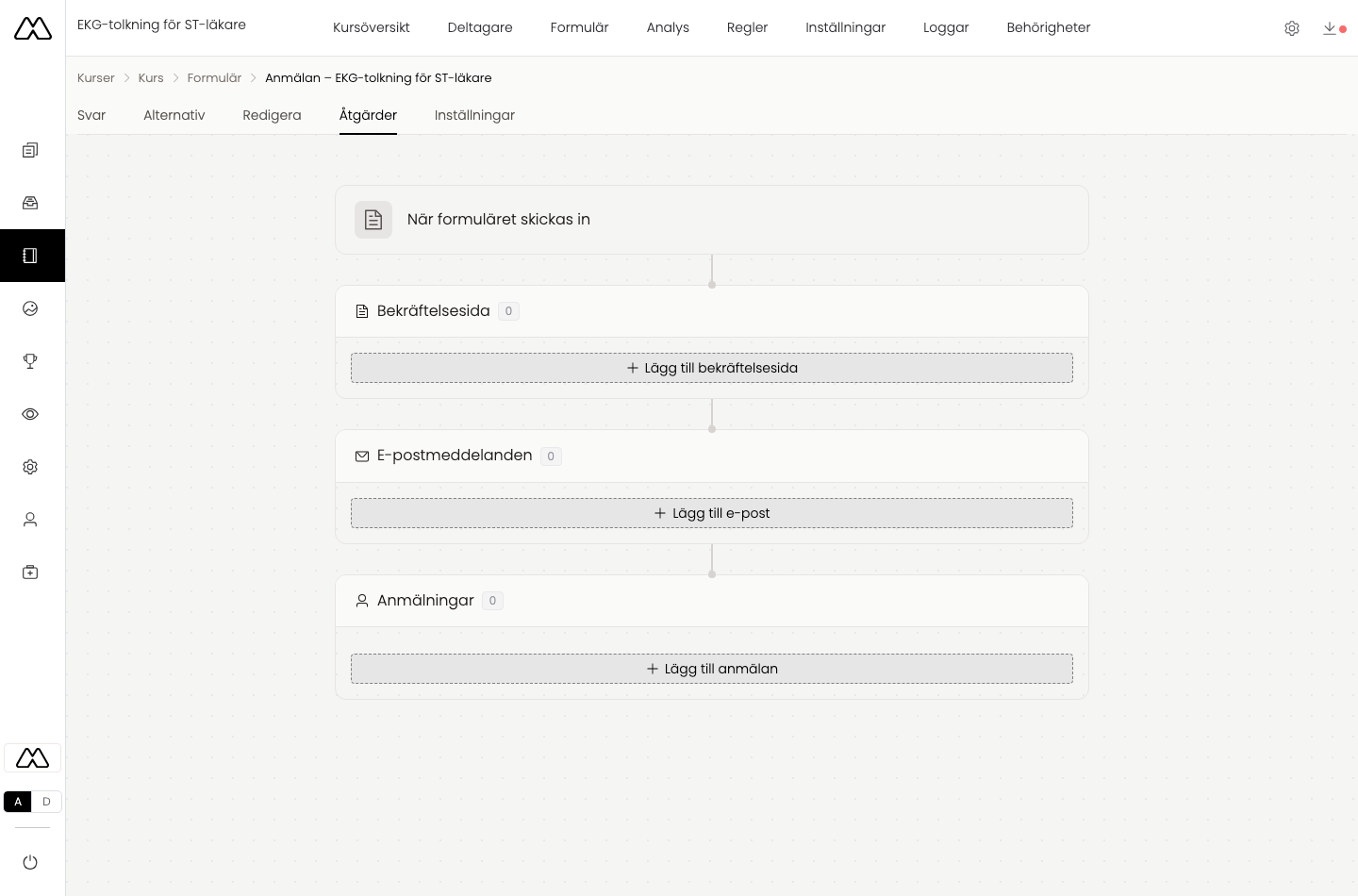 Åtgärder – flödet när formuläret skickas in